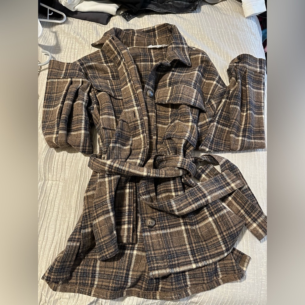 NWOT brown plaid jacket